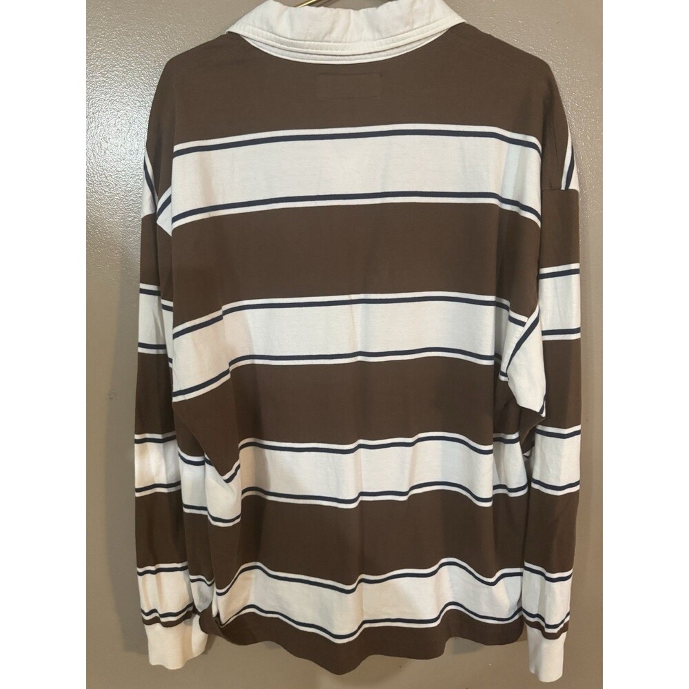 Abercrombie & Fitch Rugby Oversized Polo Shirt Men's XL Stripe Preppy Brown - Picture 7 of 8